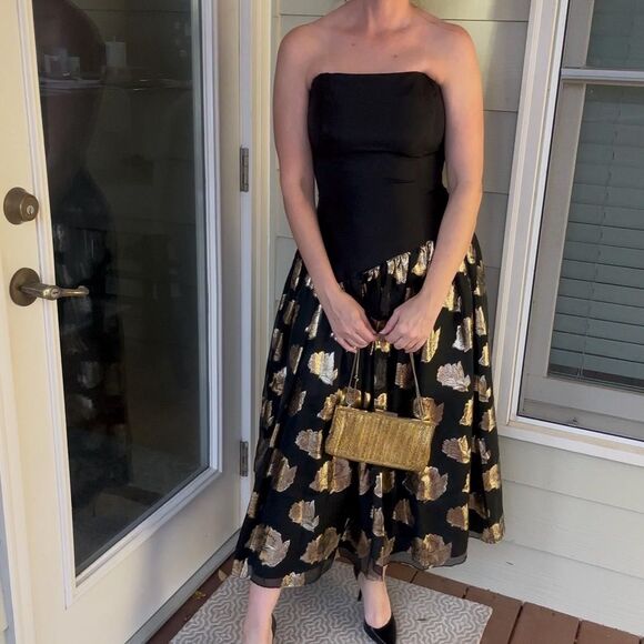 Vintage 1990s Gunne Sax Jessica McClintock Metallic Holiday Cocktail Dress - Picture 12 of 16